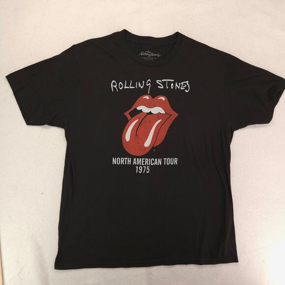 The Rolling Stones 1975 US Tour Band Crew Neck T Shirt Mens Size XL Black - Picture 2 of 9